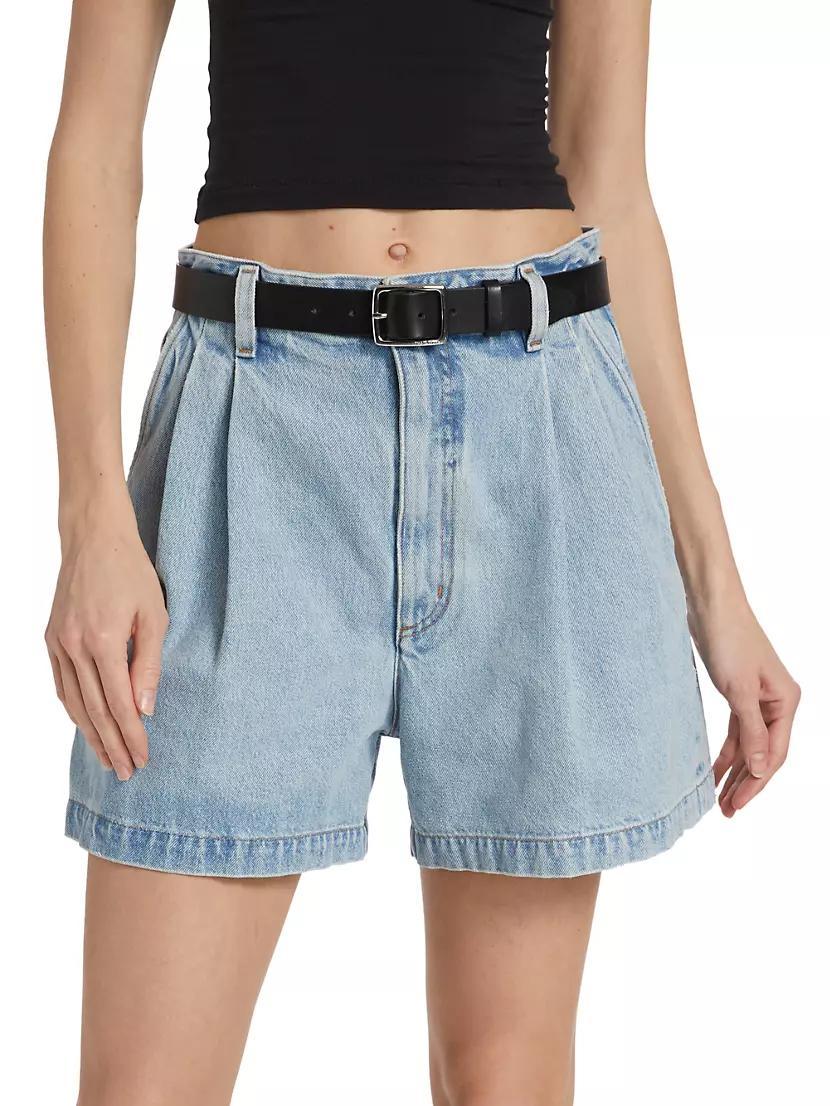 Becker Pleated Denim Shorts Product Image