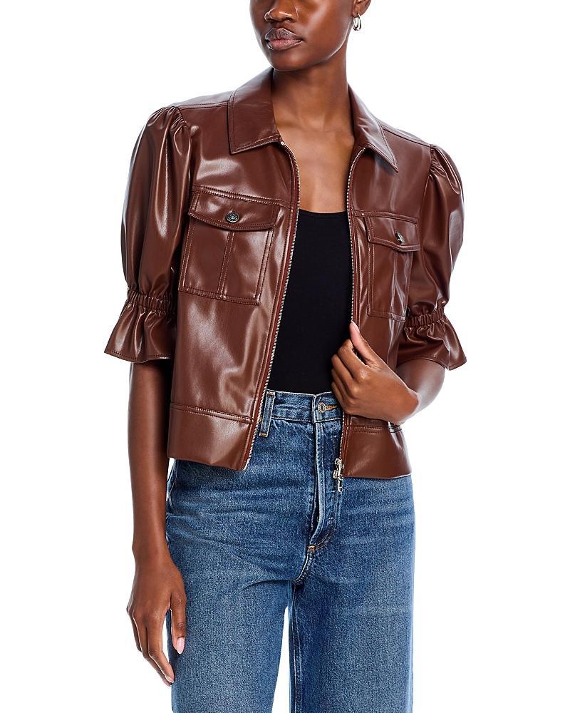 Holly Cropped Vegan Leather Jacket Product Image