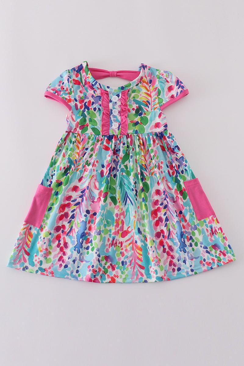 Bow applique print mom&me dress Product Image