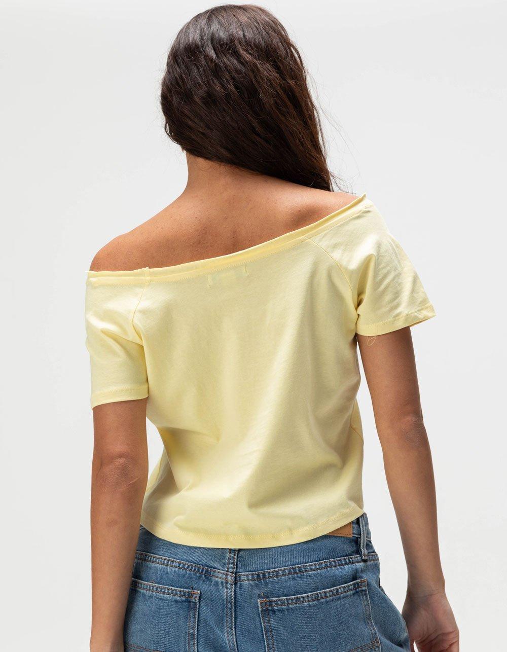 RSQ Womens Hibiscus Off The Shoulder Tee - YELLOW Product Image