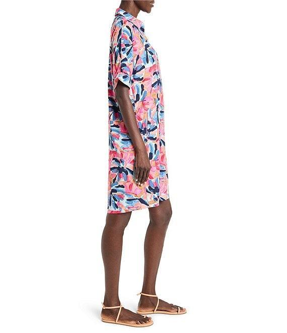 NIC + ZOE Devon Firework Foliage Polished Collar Neck Elbow Sleeve Dress Product Image