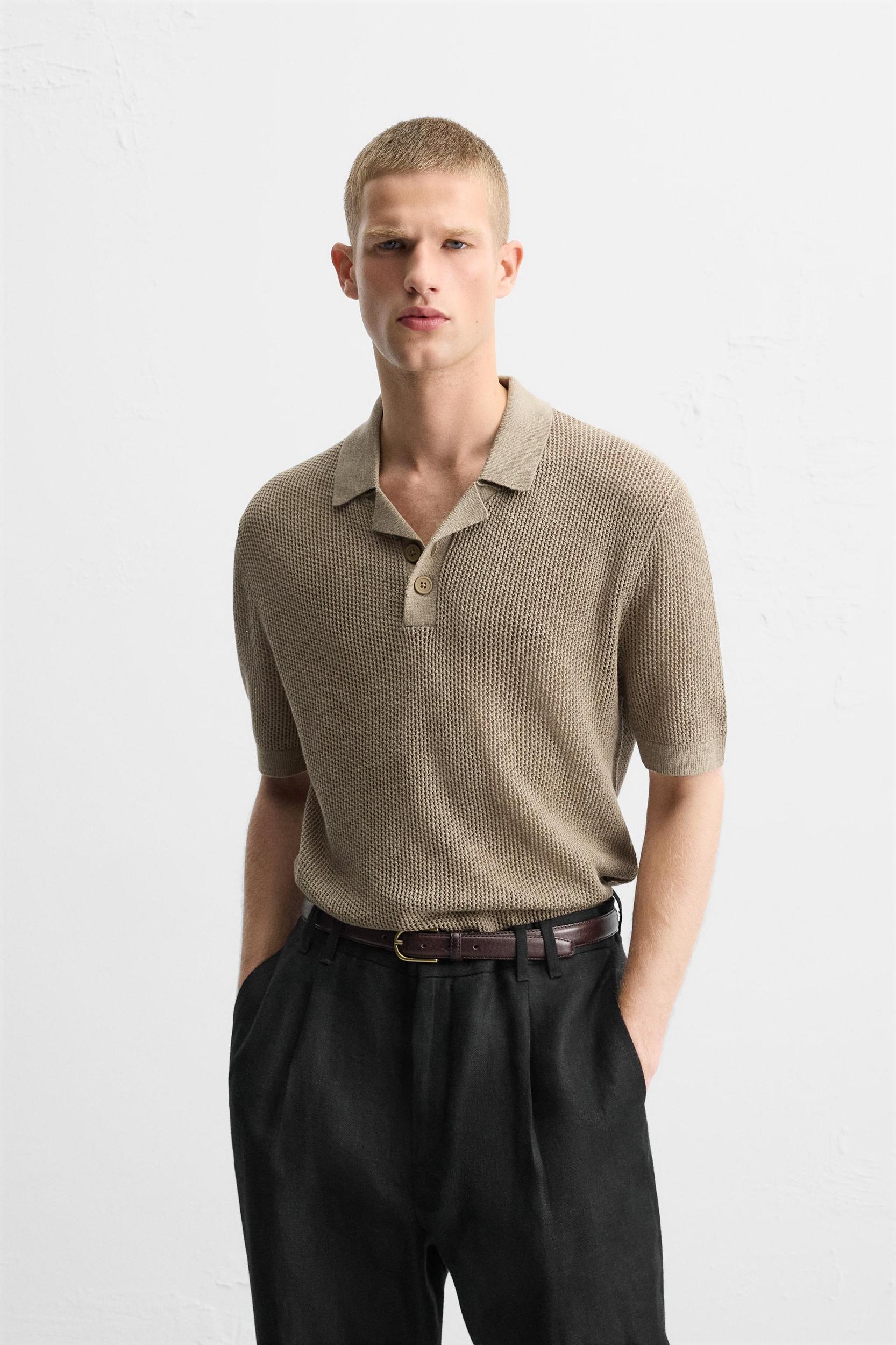 TEXTURED KNIT POLO SHIRT Product Image