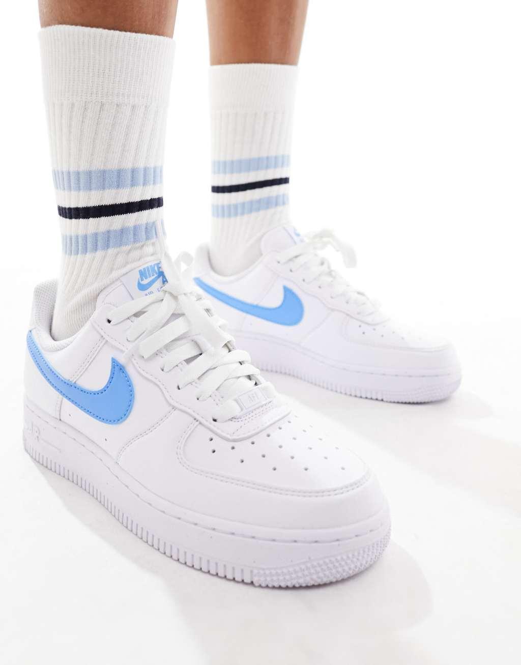 Nike Air Force 1 Sneakers In White And Blue Product Image