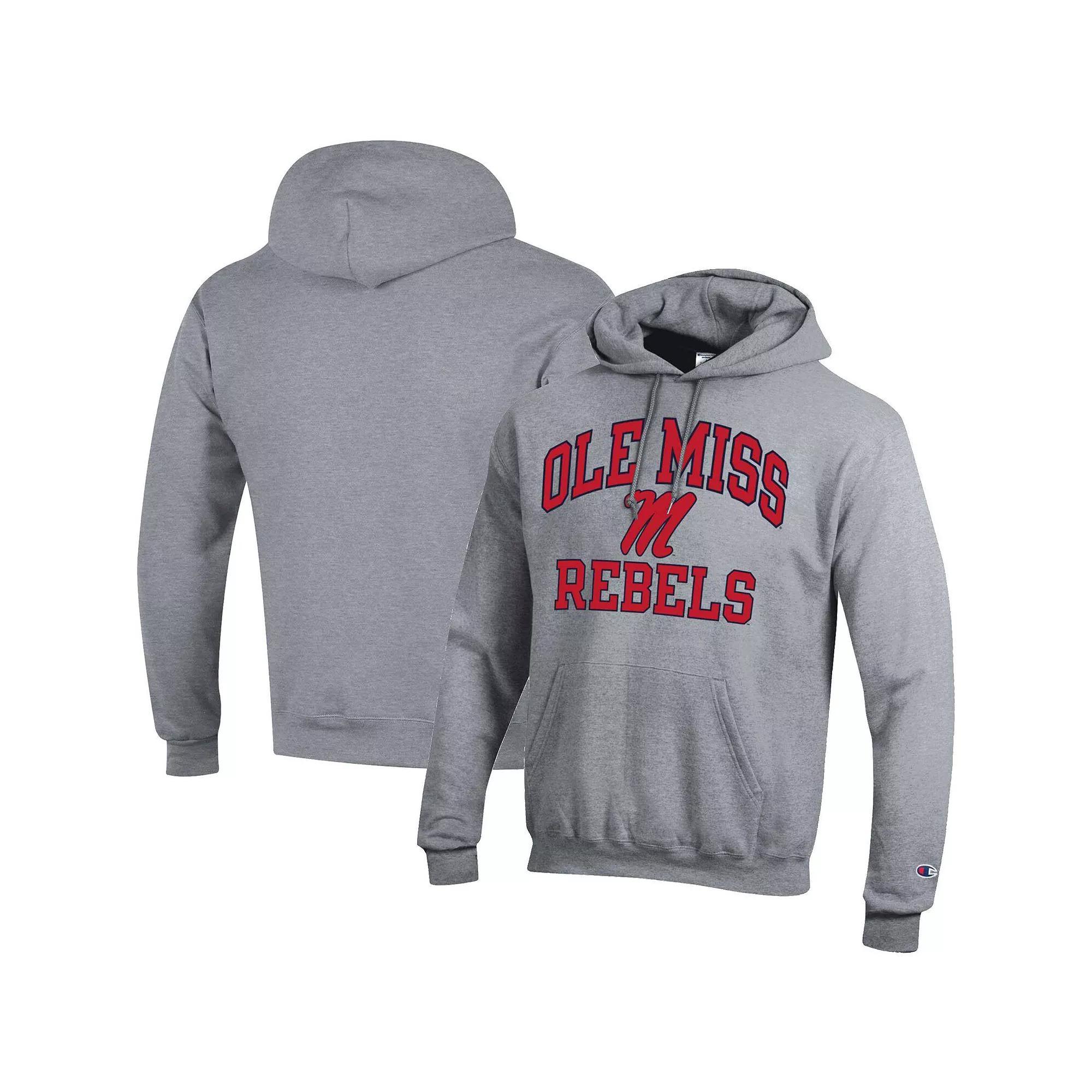 Men's Champion Heather Gray Ole Miss Rebels High Motor Pullover Hoodie, Size: 3XL, Grey Product Image