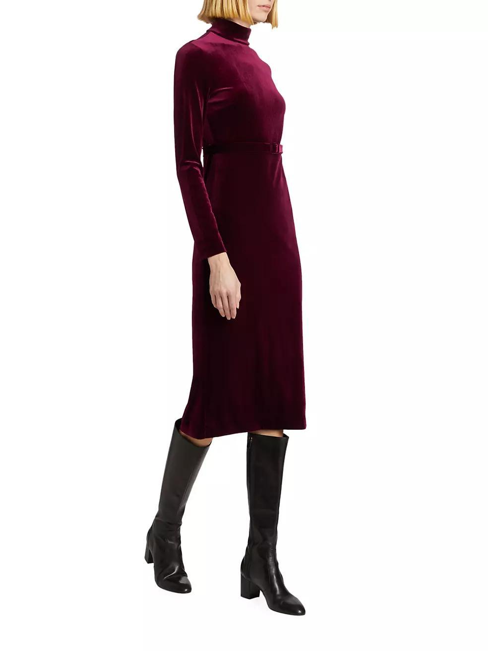 Romy Velvet Belted Midi-Dress Product Image