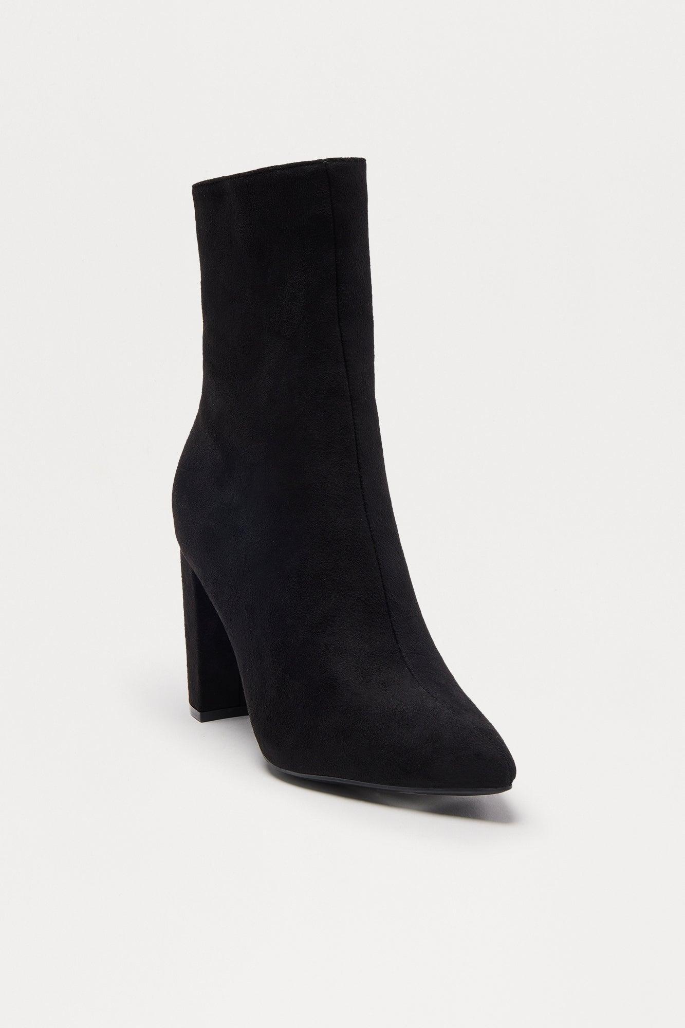 Be Yourself Block Heel Booties - Black/Black Product Image