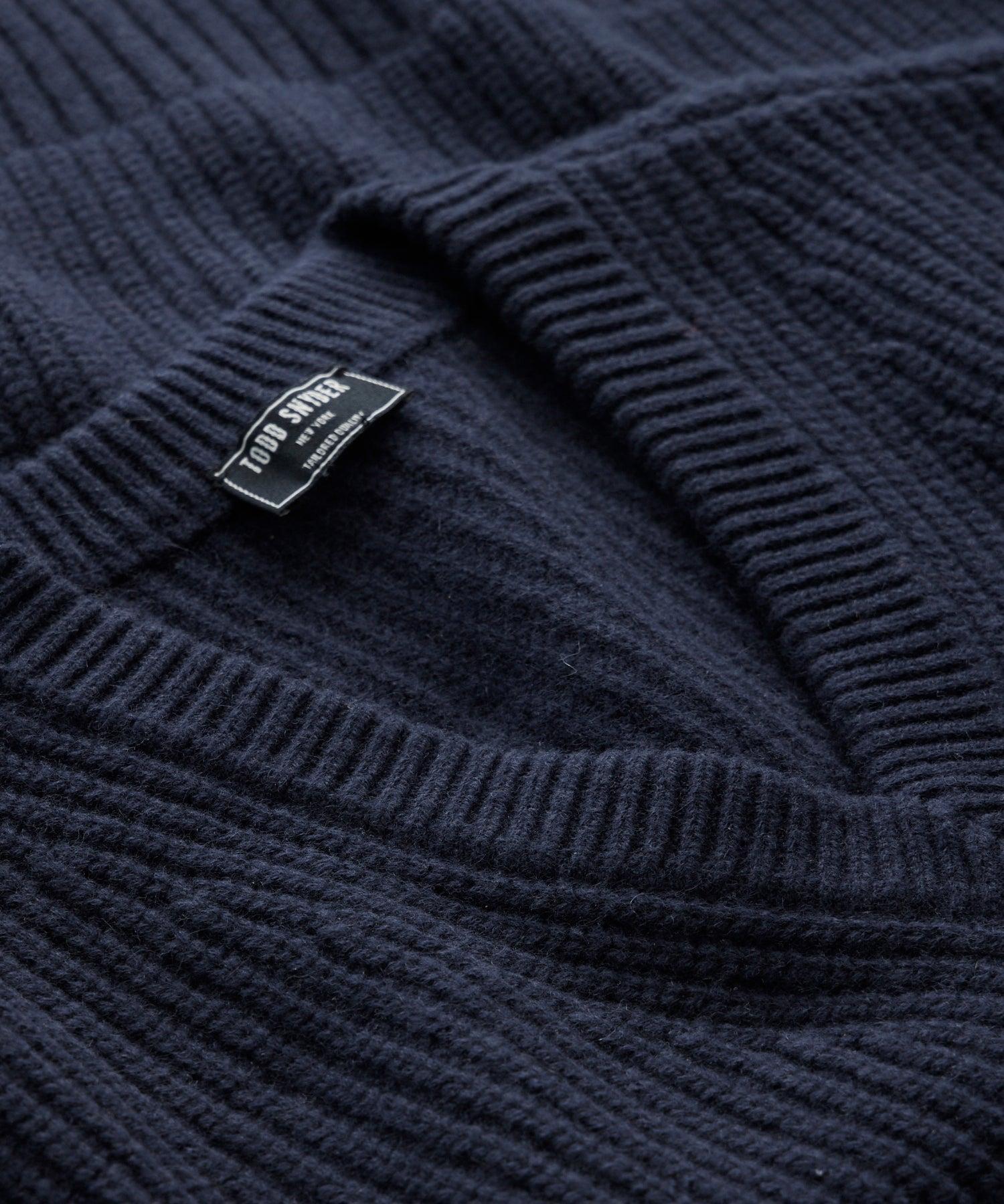 Ribbed Cashmere V-Neck in Navy Product Image