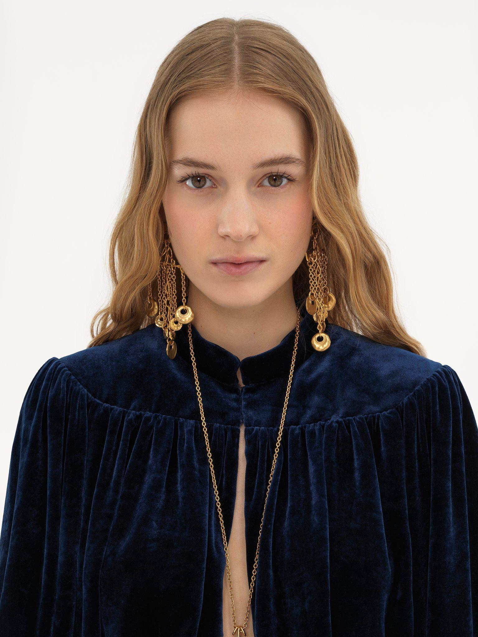 Gathered cropped top in velvet Product Image