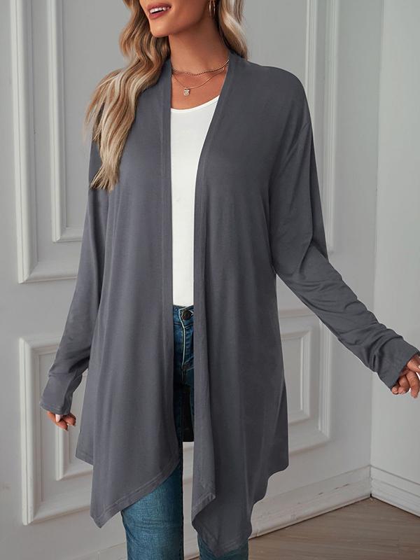 Long Sleeves Loose Solid Color Statement Collar Outerwear Product Image