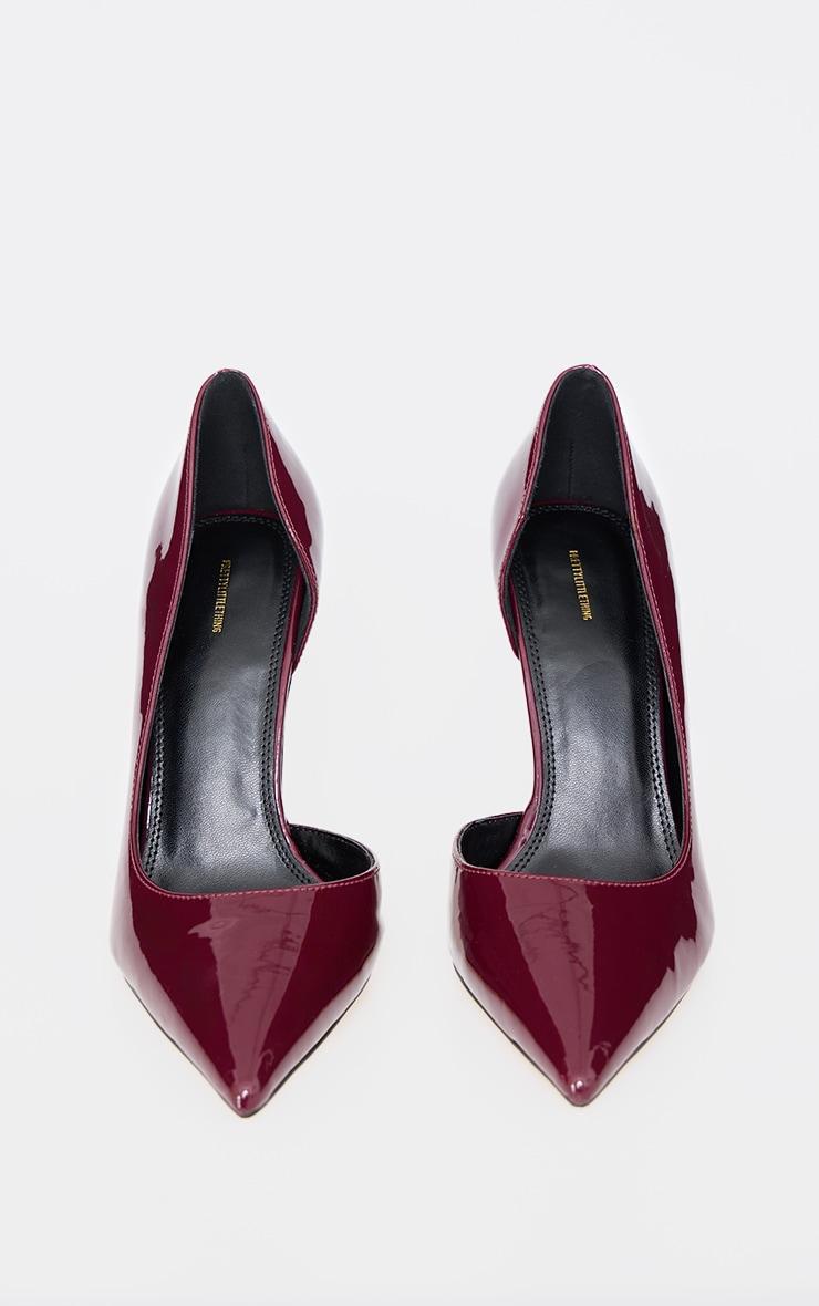 Burgundy PU Point Toe Curved Cut Out High Heel Courts Product Image