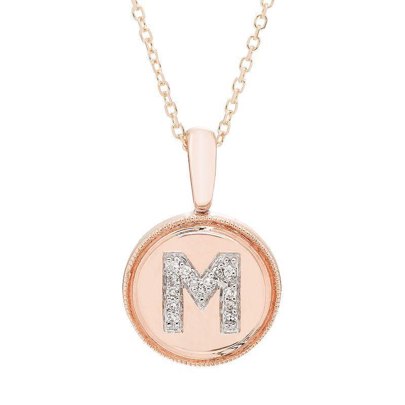 Its Personal 14k Gold Diamond Accent Signet Pendant Necklace, Womens Pink M Product Image