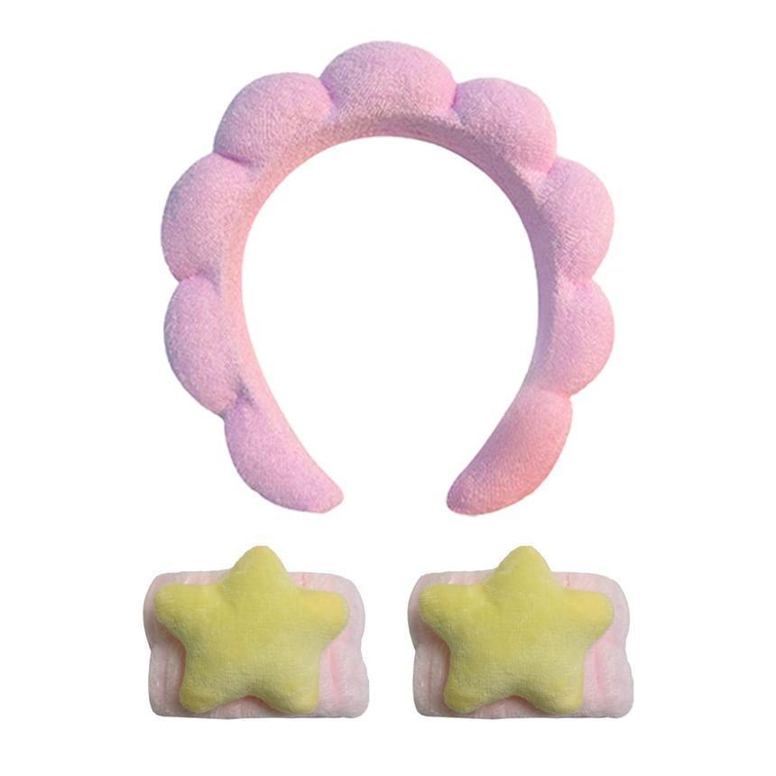 Set of 3: Plain Face Wash Headband + Cartoon Wristband Product Image