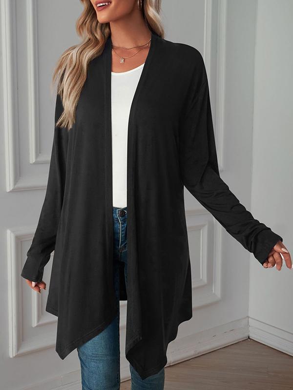 Long Sleeves Loose Solid Color Statement Collar Outerwear Product Image