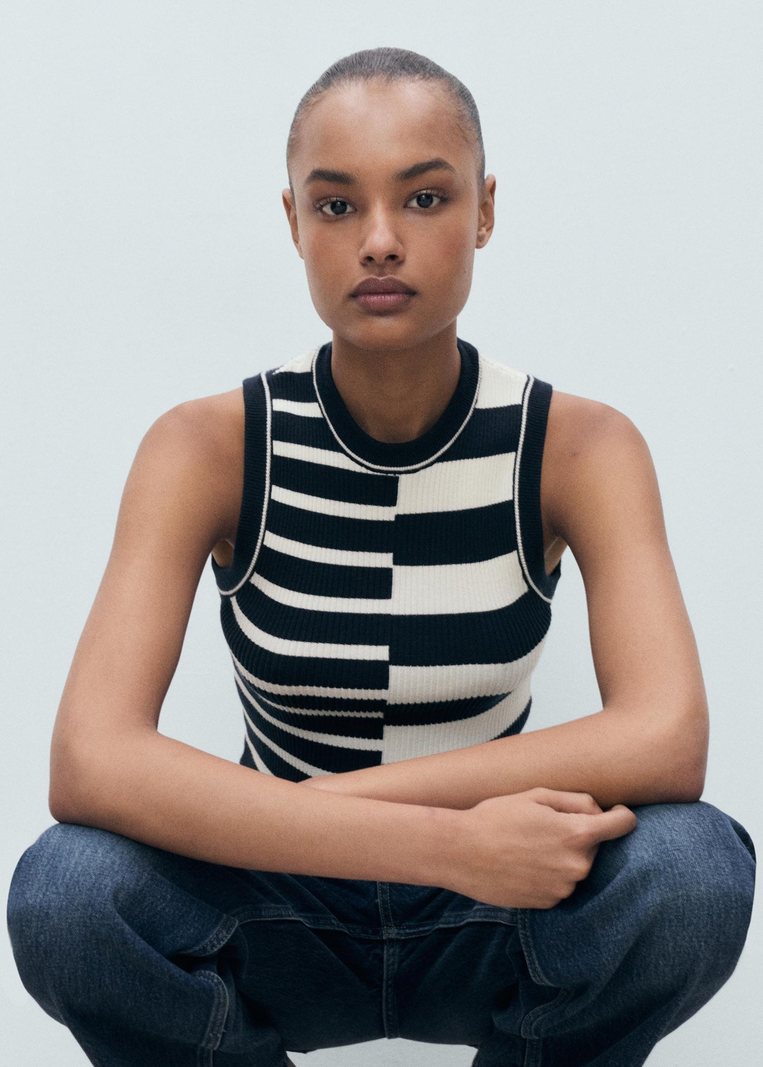 Striped knit top - Women | MANGO USA Product Image