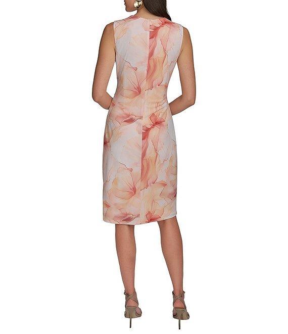 Donna Karan V-Neck Sleeveless Faux Wrap Midi Dress Product Image