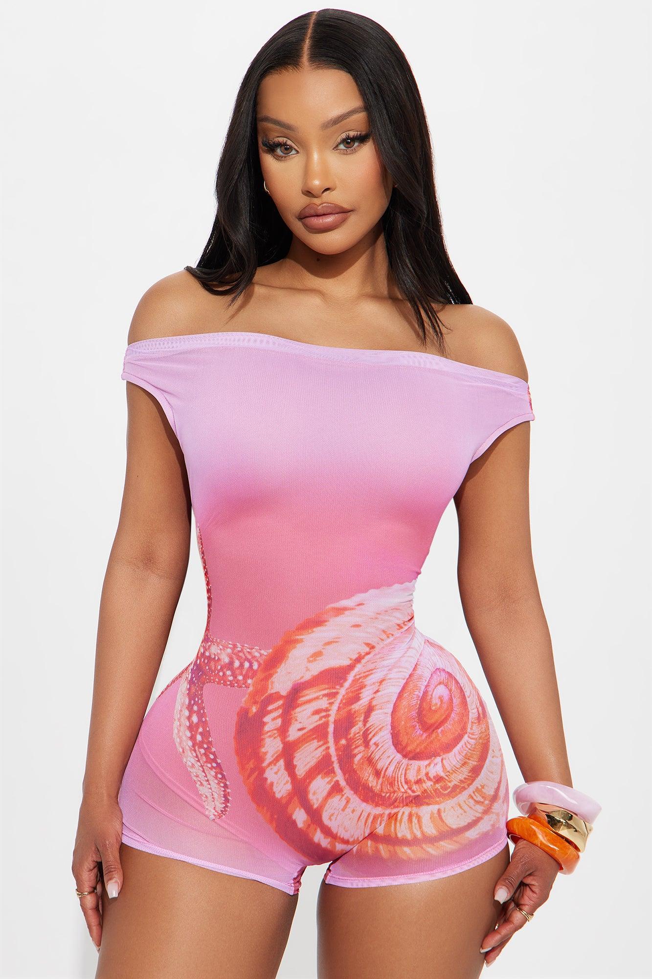 Miami Beach Mesh Romper - Pink/combo Female Product Image