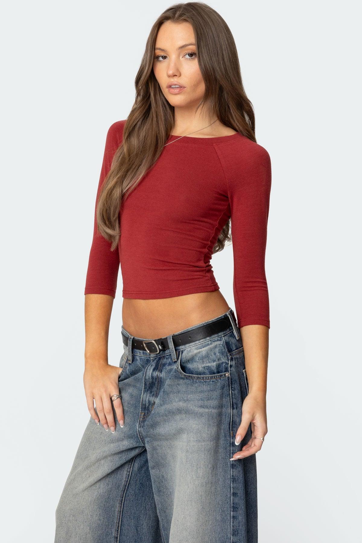 Mary Quarter Sleeve Wide Neck Top Product Image