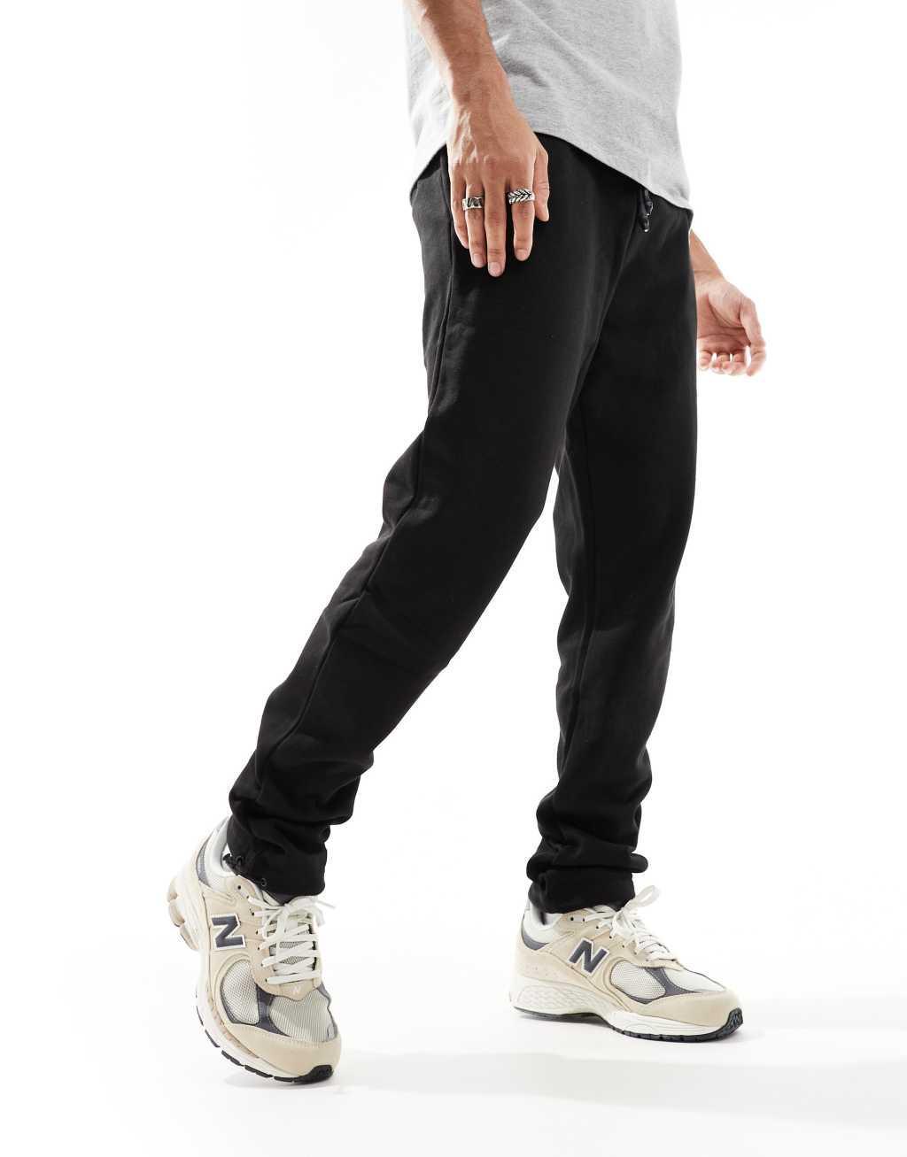 Threadbare sweatpants with ankle toggle adjuster in black Product Image