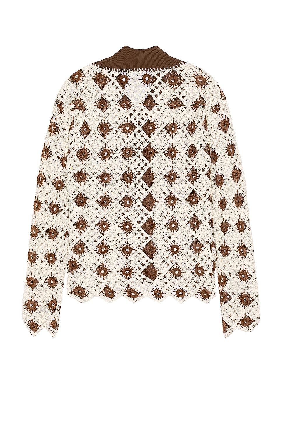 Andersson Bell Crochet Cotton Cardigan in Brown Product Image