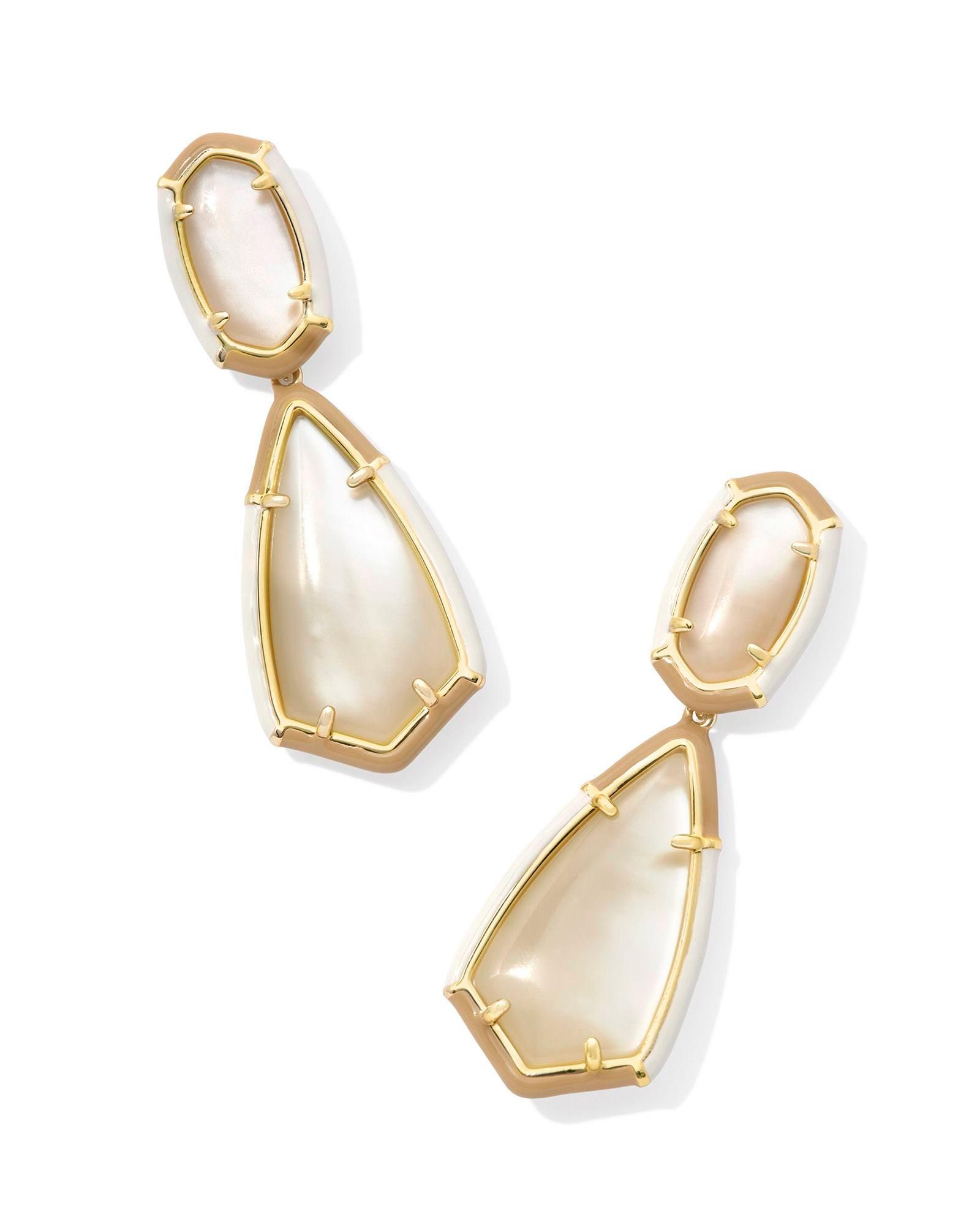 Camry Gold Enamel Frame Statement Earrings in Azalea Illusion Product Image