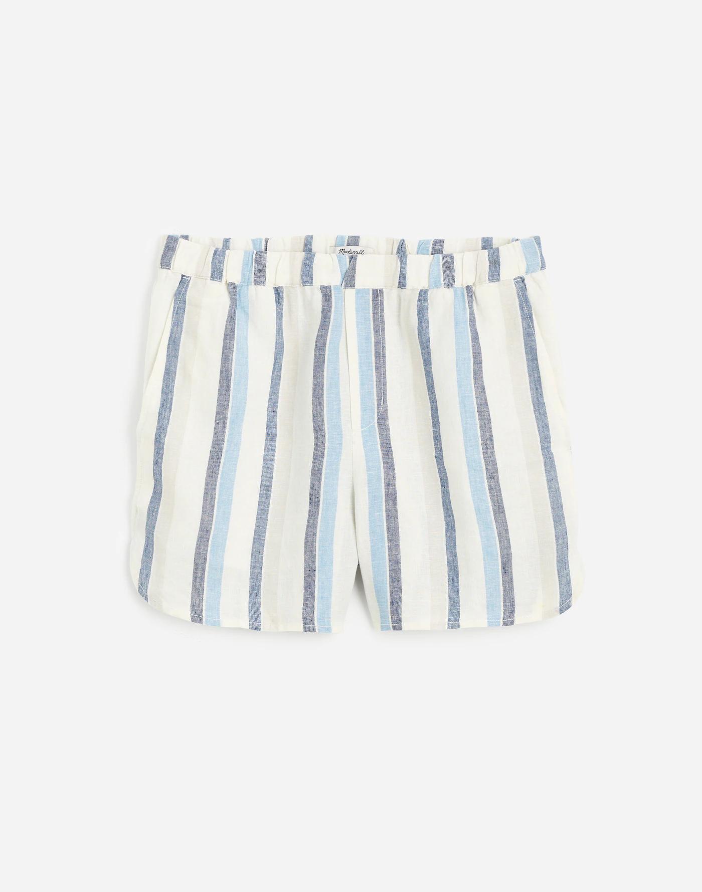 Curved Hem Pull-On Shorts in 100% Linen Product Image