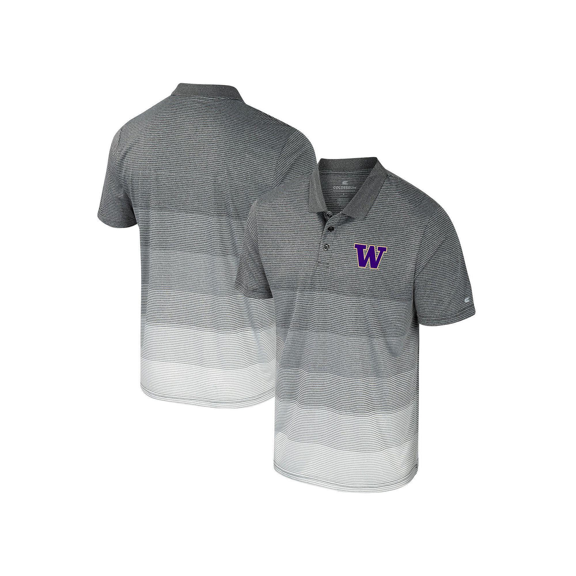 Men's Colosseum Gray Washington Huskies Striped Mesh Polo, Size: Medium, Grey Product Image
