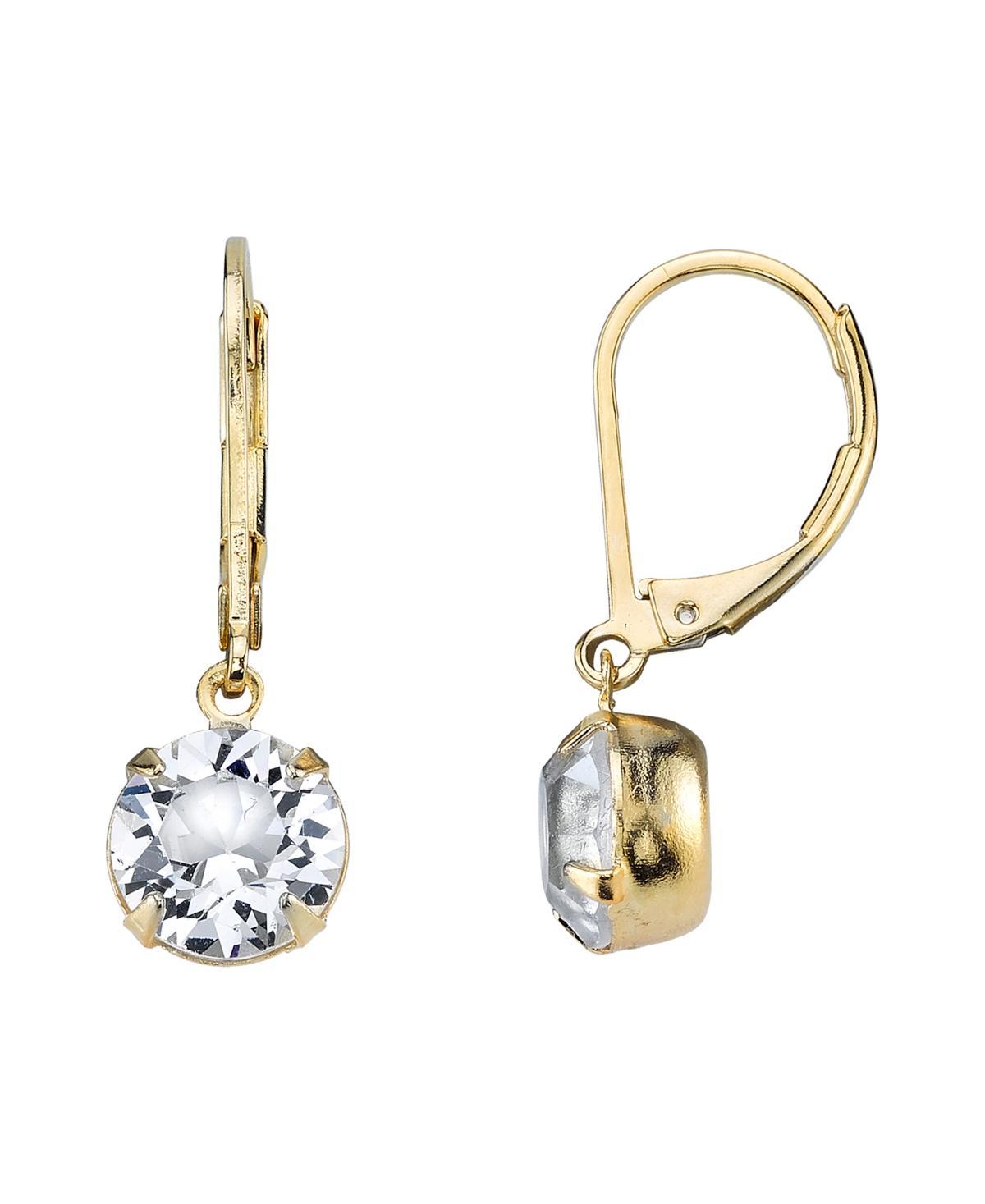 1928 Crystal Gold Tone Drop Earrings, Womens Product Image