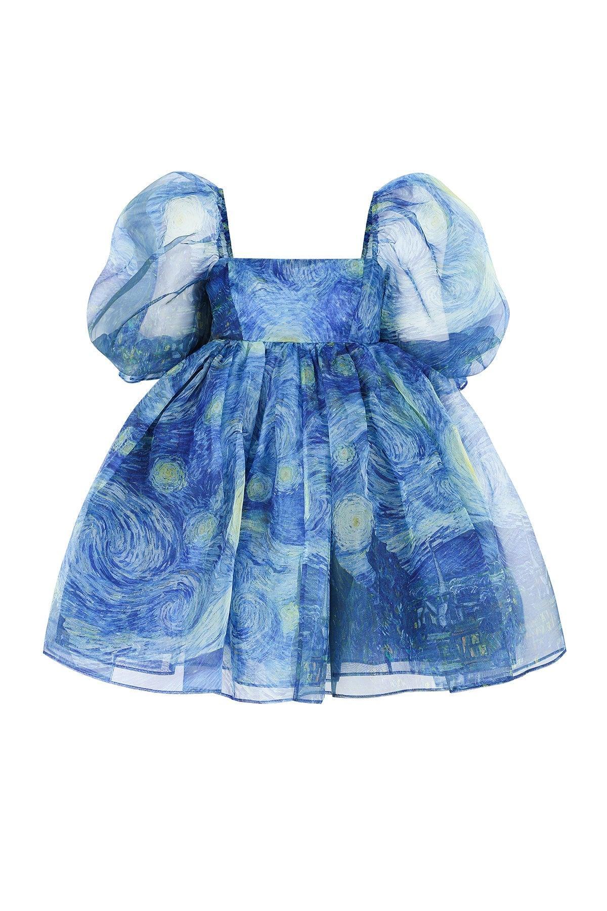 The Starry Night Silk Puff Dress Product Image