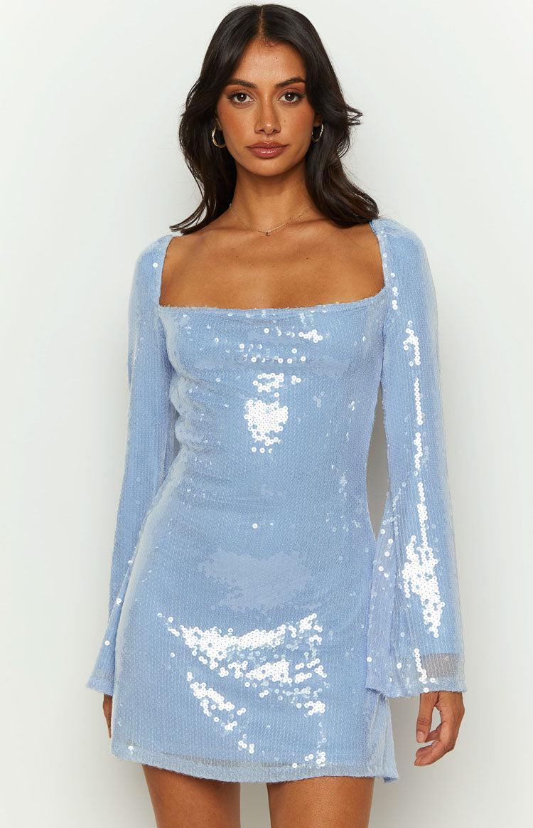 Marienne Blue Sequin Mini Dress Product Image