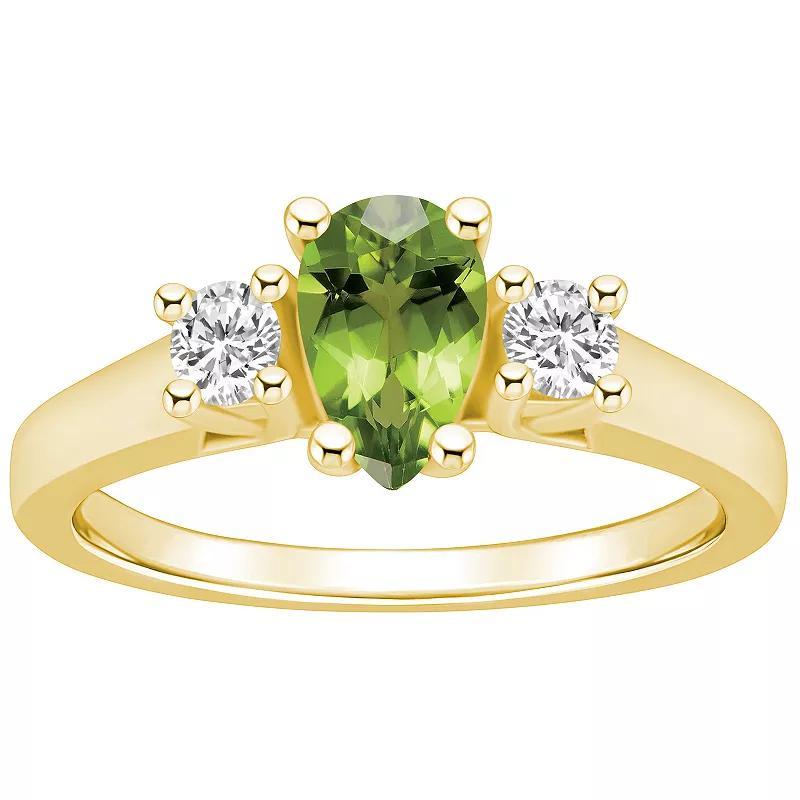 Alyson Layne 14k White Gold Pear Cut Peridot & 1/4 Carat T.W. Diamond Ring, Womens Green Product Image