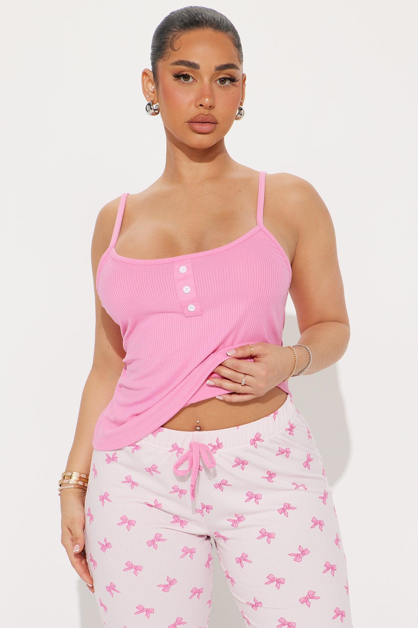 Your Cutie Ribbed PJ Pant Set - Pink Product Image