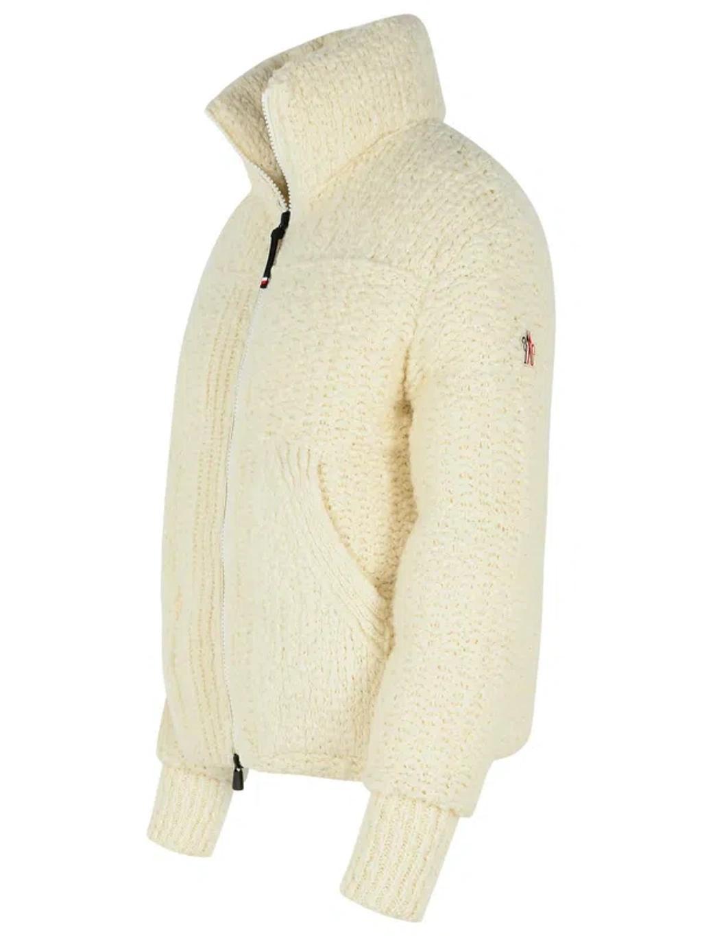 MONCLER Grenoble 'serafus' White Virgin Wool Blend Down Jacket Women Product Image