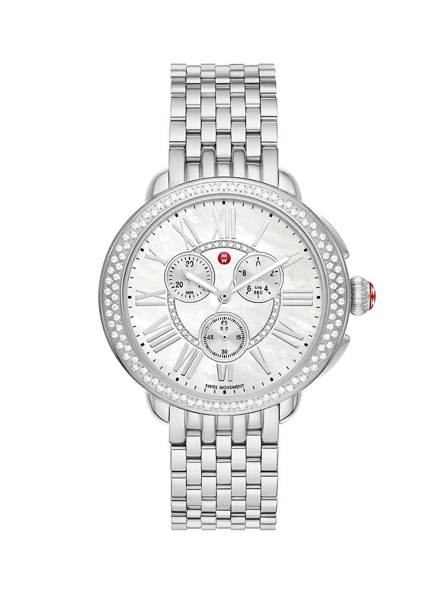 Womens Serein Stainless Steel, Mother-Of-Pearl & 0.62 TCW Diamond Chronograph Watch/38MM x 40MM Product Image