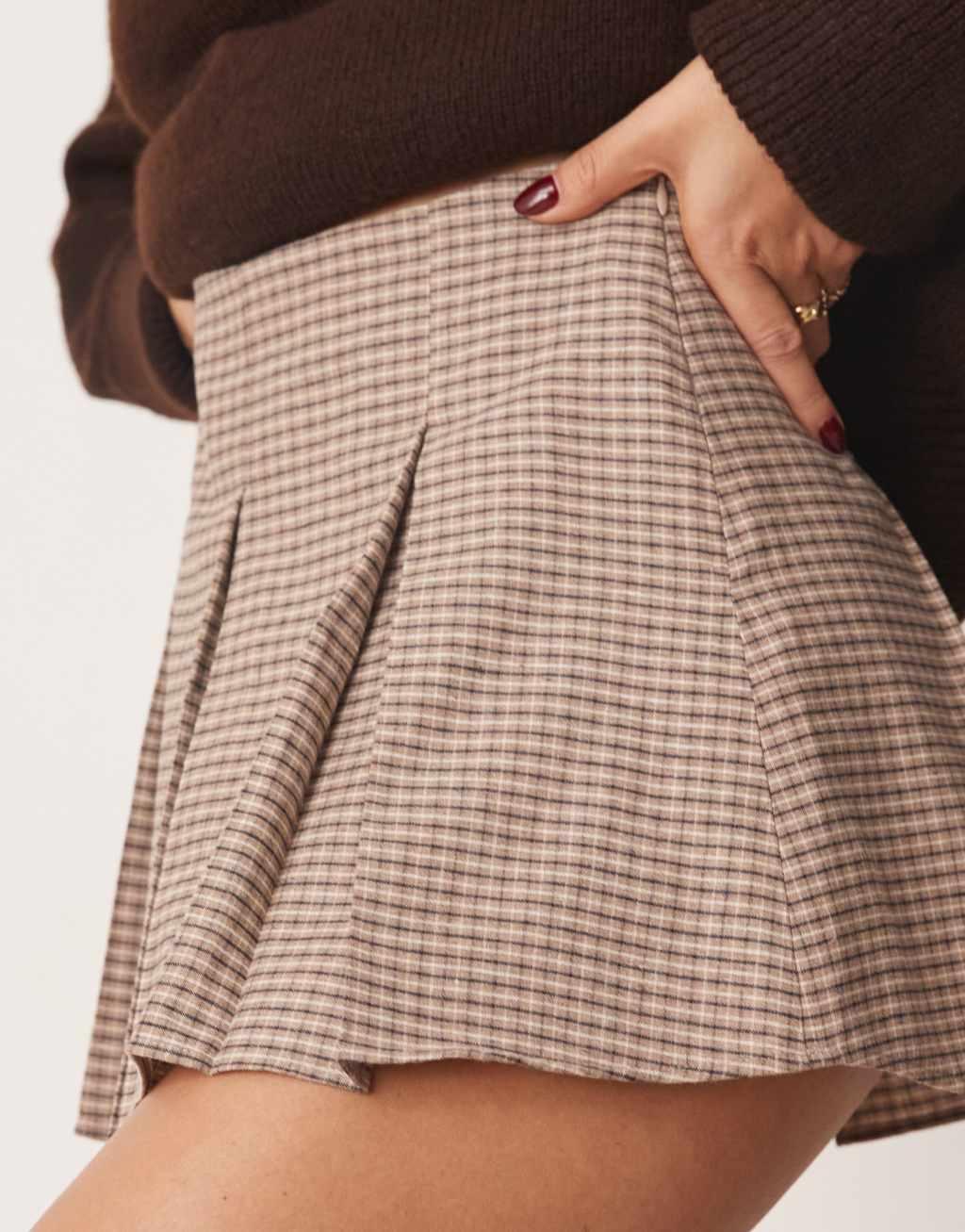 ASOS DESIGN pleated mini skirt in check Product Image