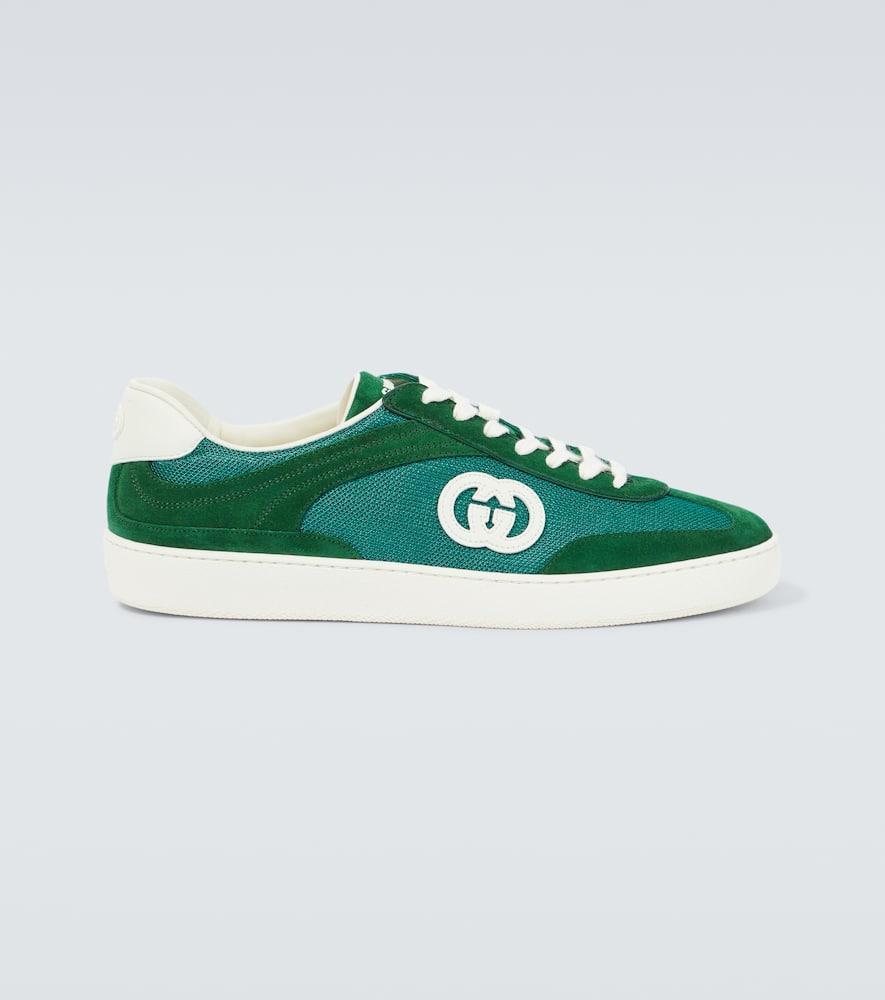 GUCCI Interlocking G Suede And Canvas Sneakers In Green Product Image