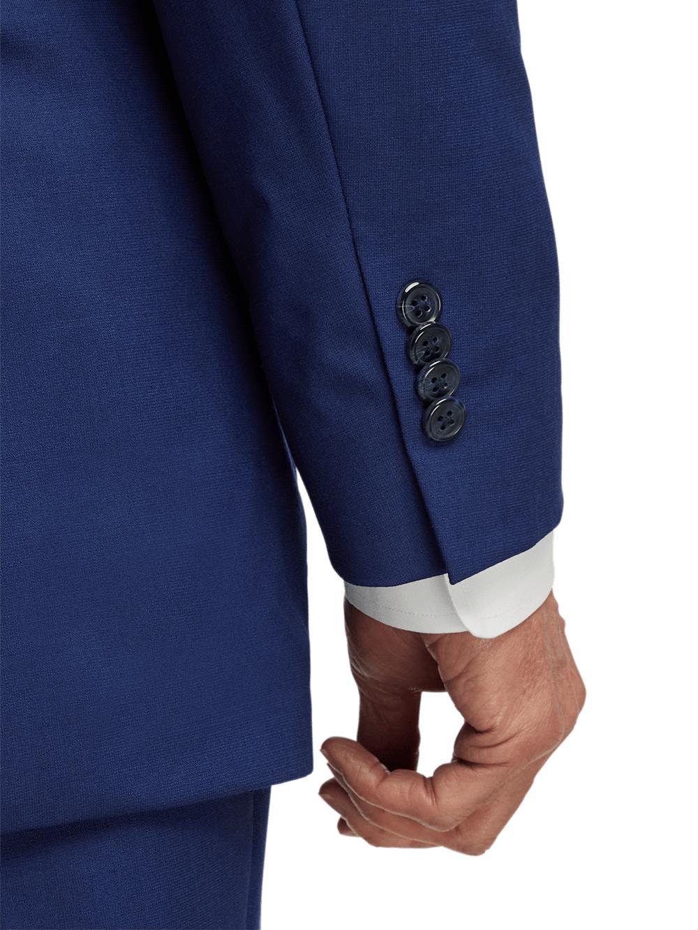 Wool Stretch Bengaline Peak Lapel Suit Jacket - Blue Product Image