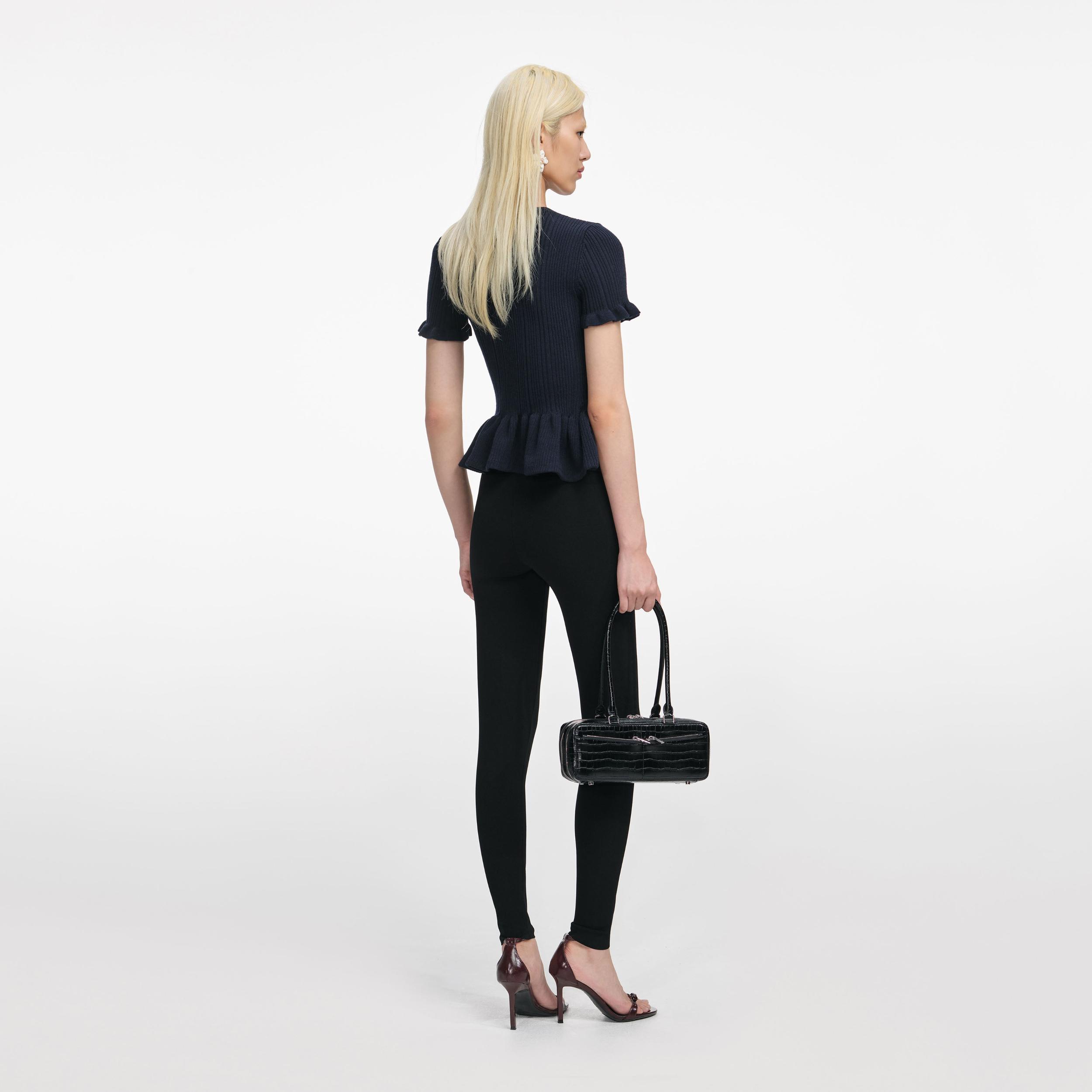 Navy Asymmetric Knit Top Product Image