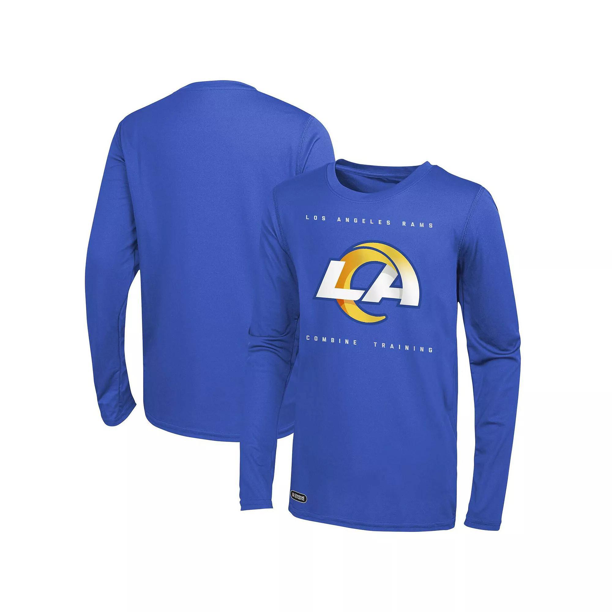 Men's Royal Los Angeles Rams Side Drill Long Sleeve T-Shirt, Size: XL, Blue Product Image