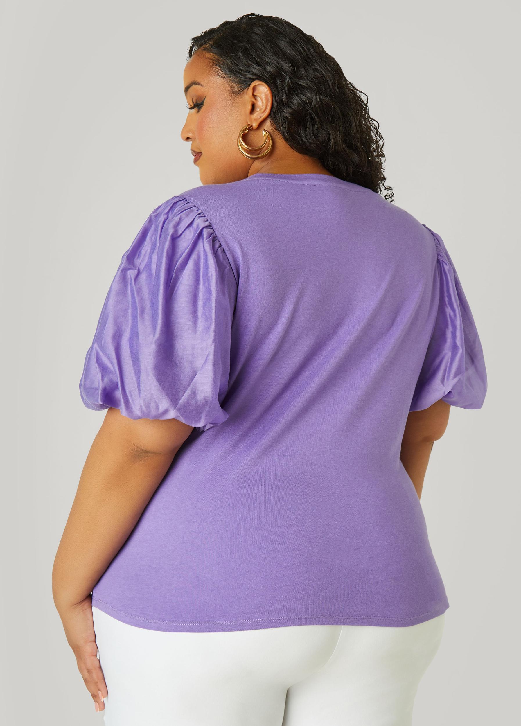 Plus Size Cotton Paneled Jersey Top Ashley Stewart Product Image