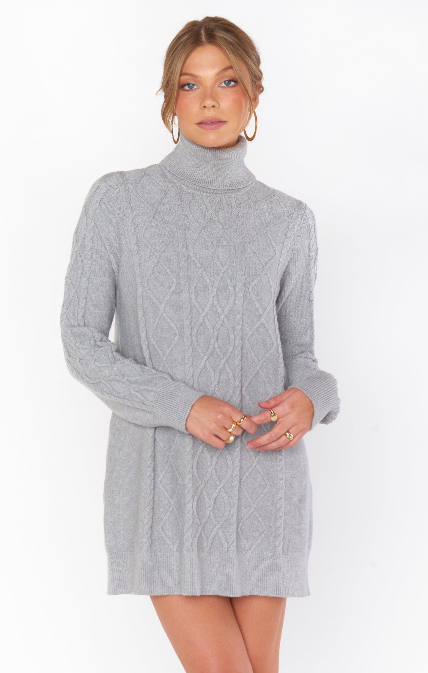 Montreal Mini Dress ~ Grey Cable Knit Product Image