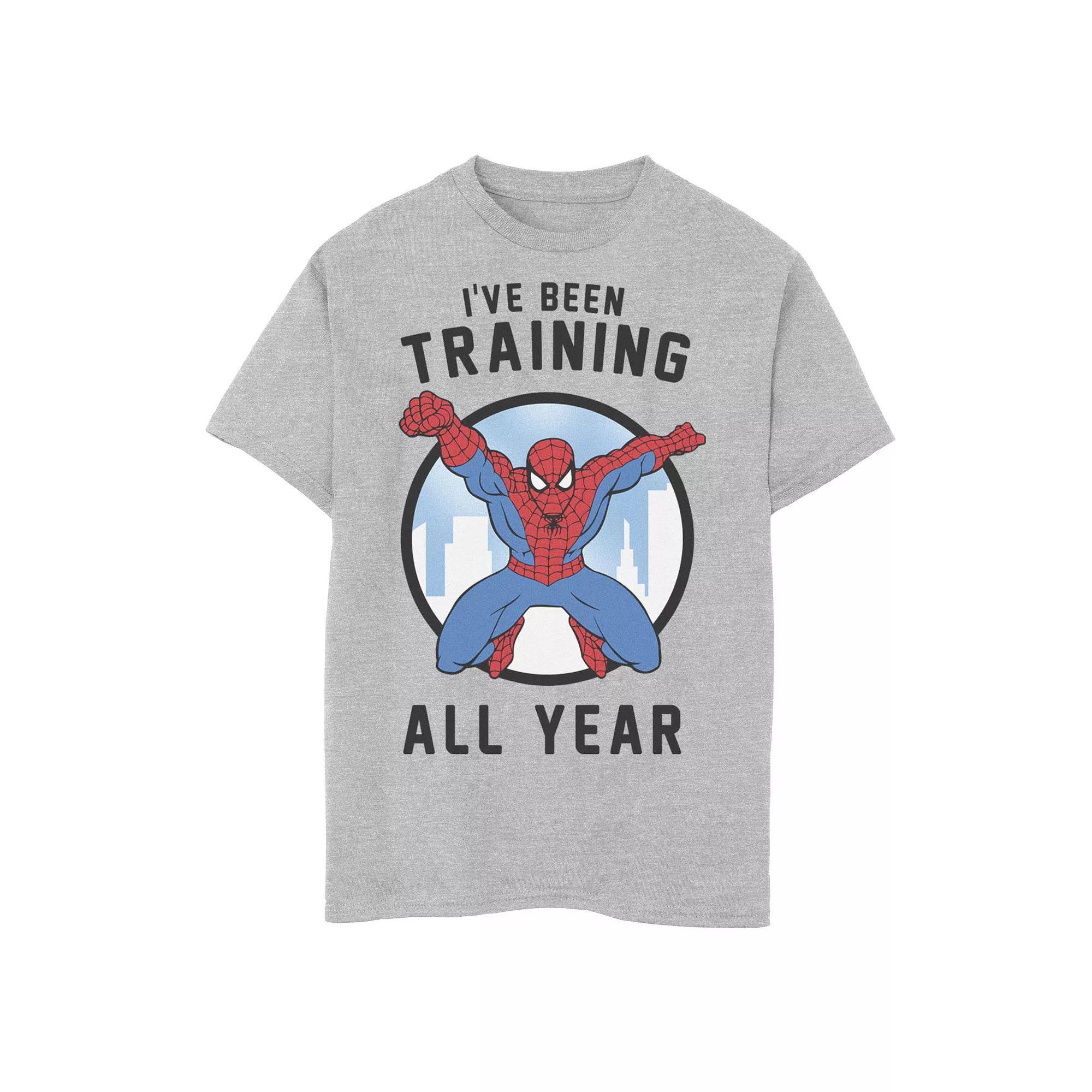 Boys 8-20 Marvel Spider-Man I've Been Training All Year Graphic Tee, Boy's, Size: XL, Athletic Grey Product Image