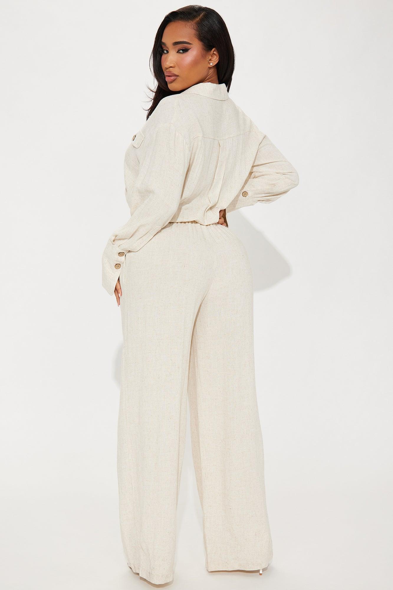 Millie Linen Jumpsuit - Cream Product Image