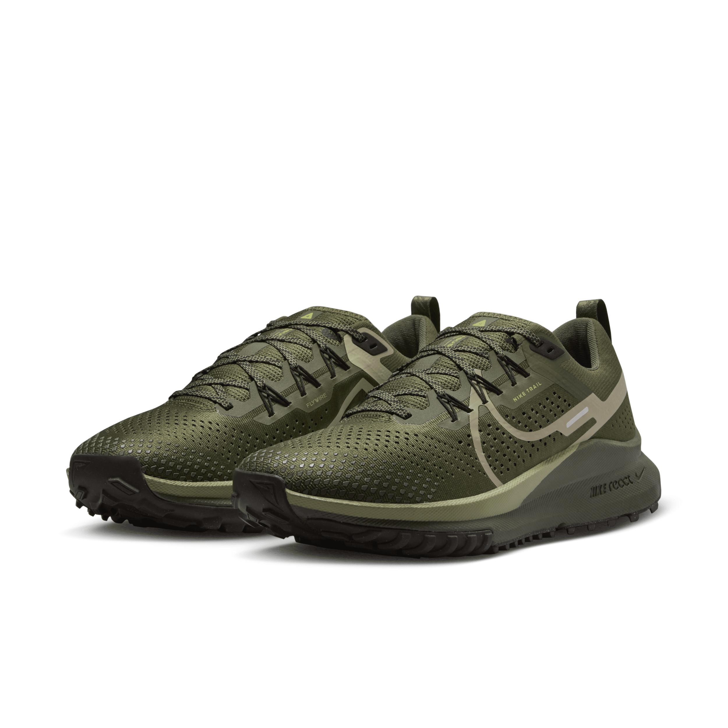 Nike Mens React Pegasus Trail 4 - Running Shoes Medium Olive/Natural Olive/Velvet Brown Product Image