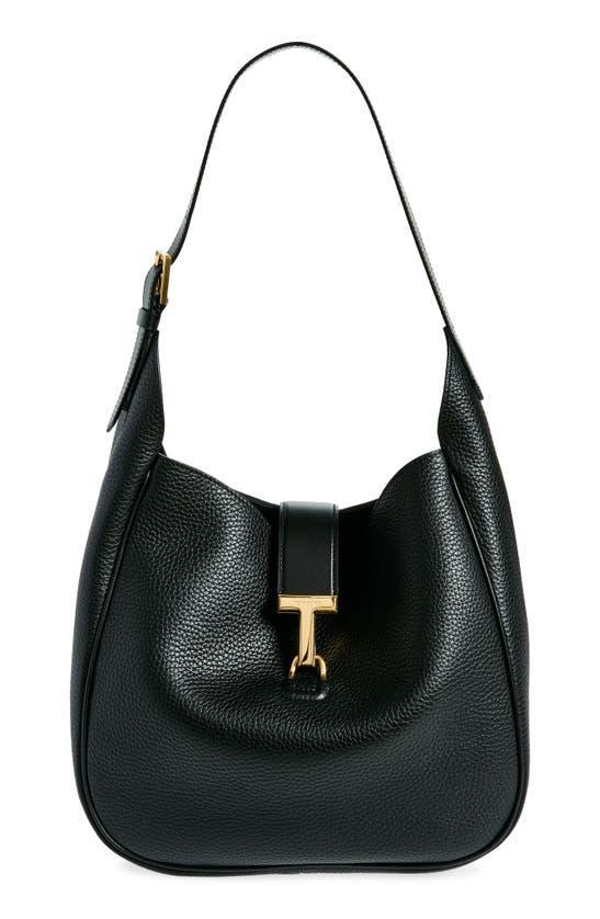 TOM FORD Medium Monarch Leather Hobo Bag In Black Product Image