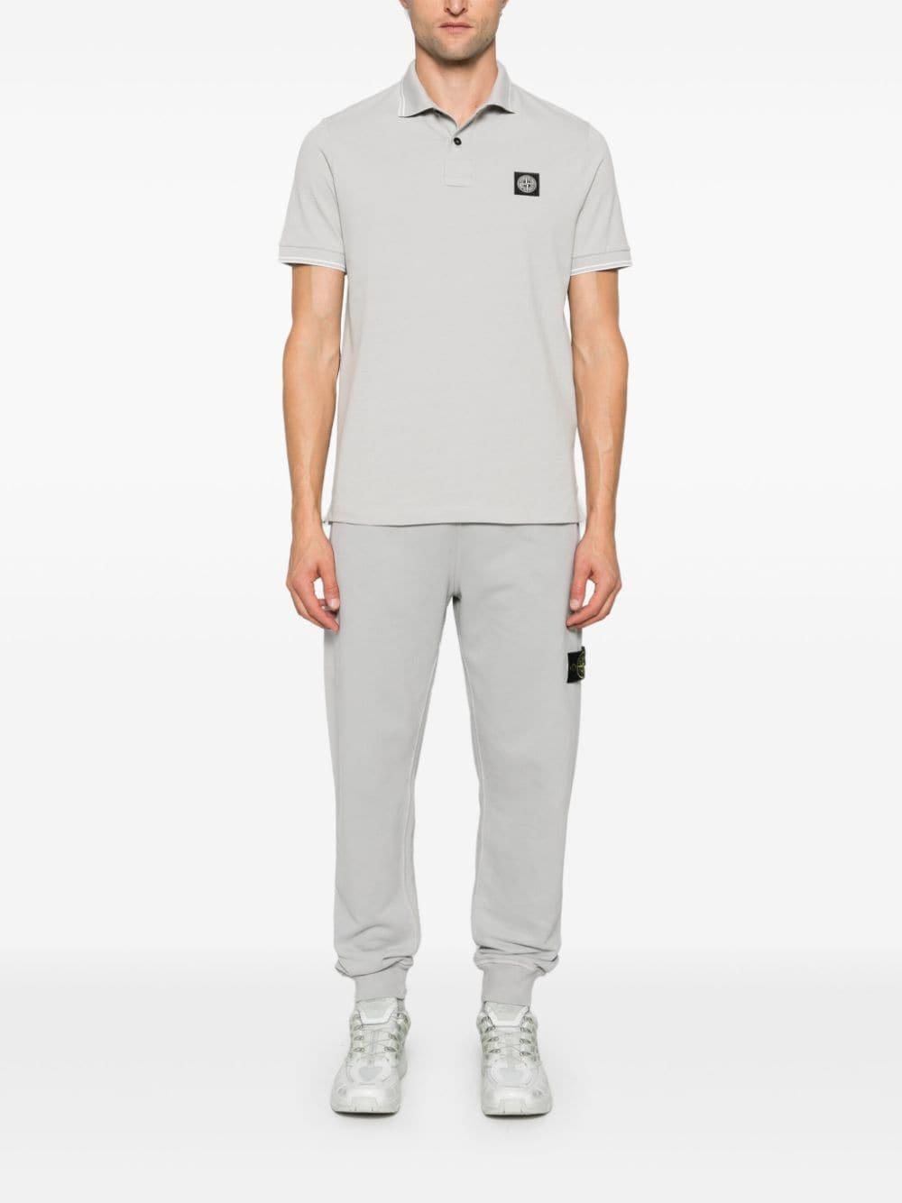 STONE ISLAND Compass-motif Polo Shirt In Grey Product Image