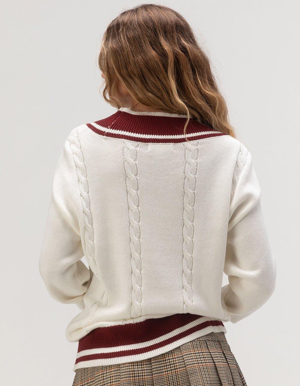 RSQ Womens Cable Tipping V Tunic - Cream Combo Product Image