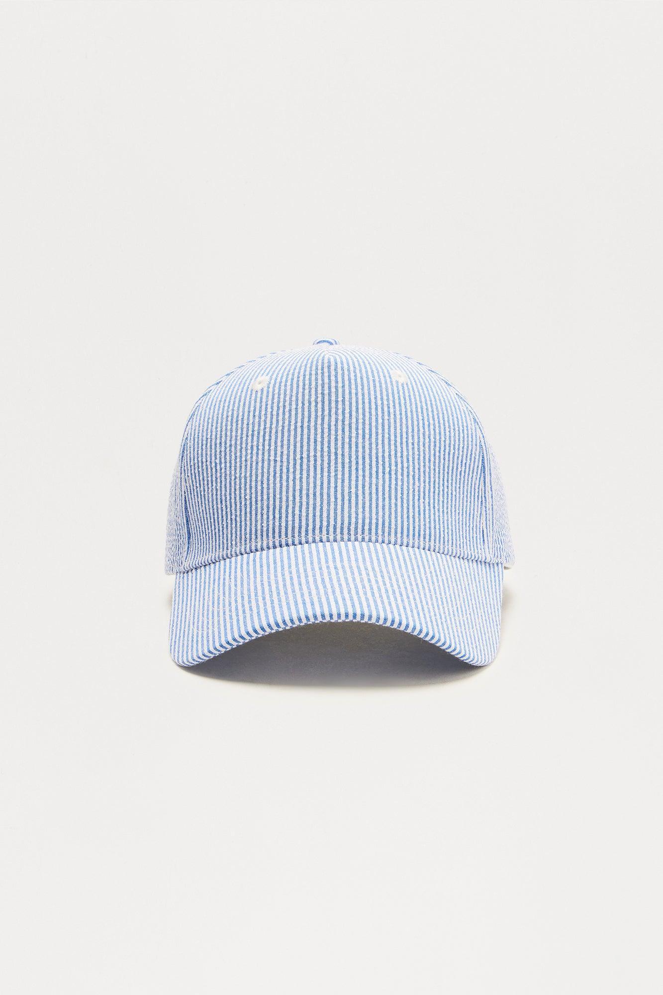 Pinstriped Snapback Hat - White/Blue Product Image