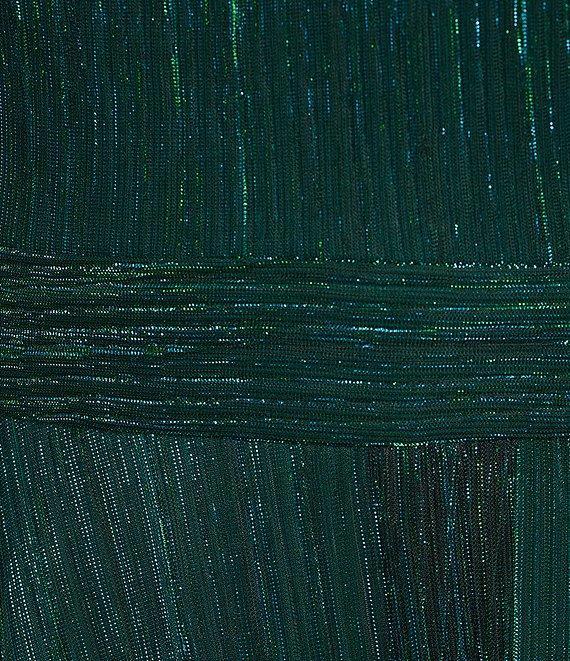 Betsy & Adam Petite Size Metallic Crinkle Halter Neck Sleeveless Gown Product Image