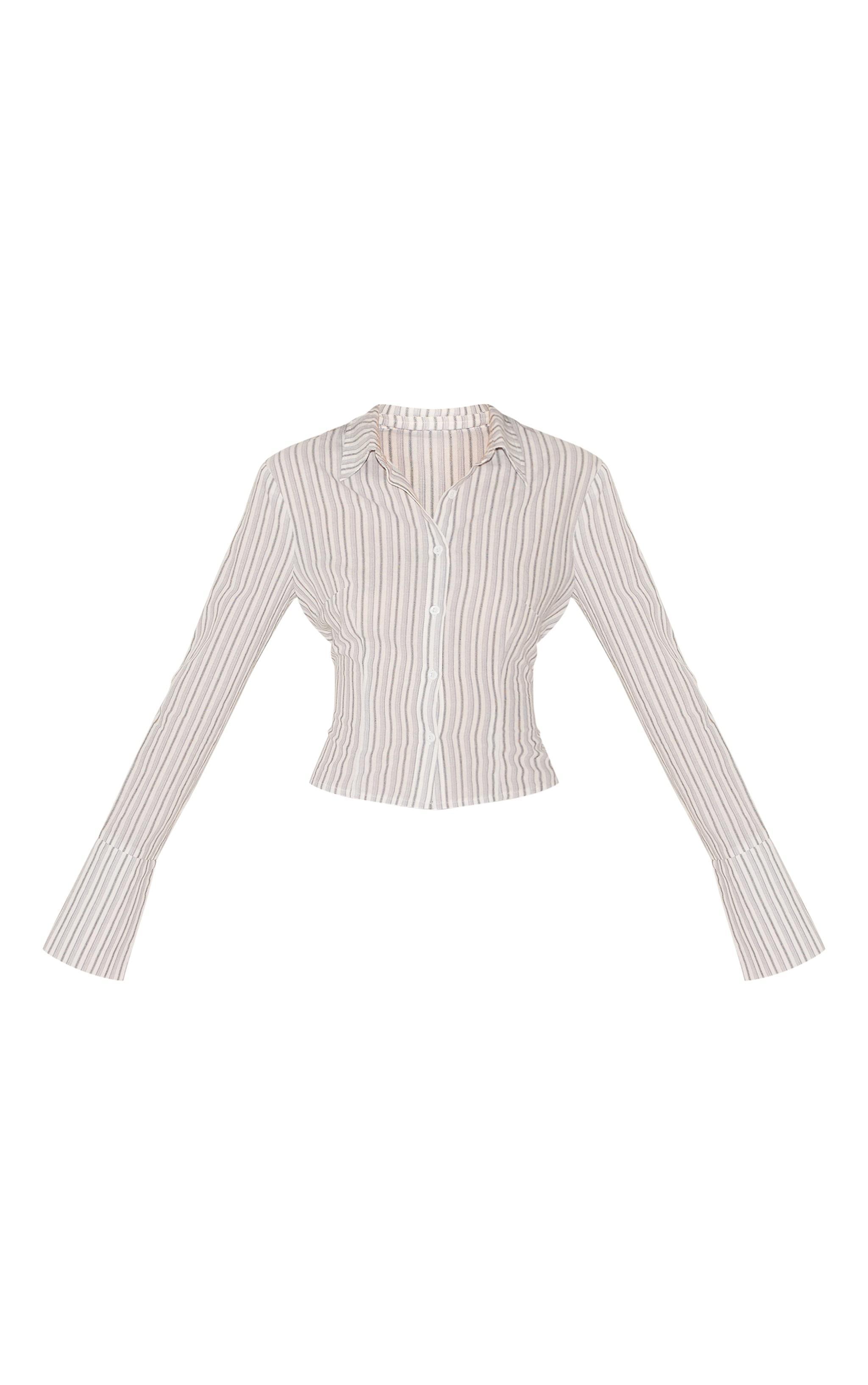 Cream Pinstripe Fitted Shirt Product Image