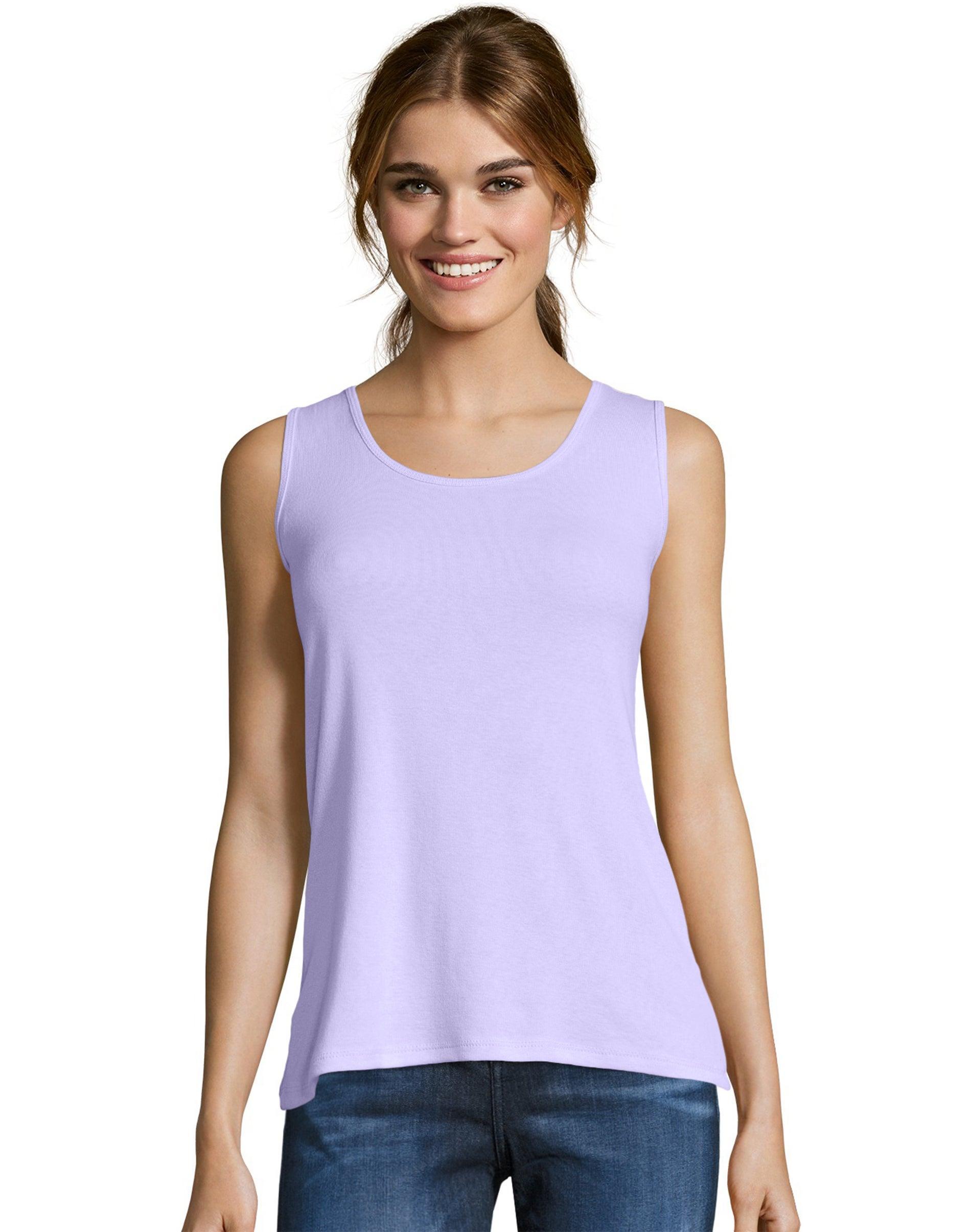 Hanes Mini-Ribbed Cotton Tank Navy S Womens Product Image